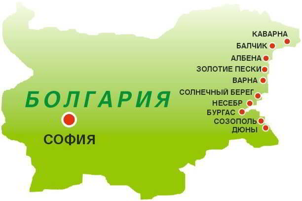 карта курортов болгарии